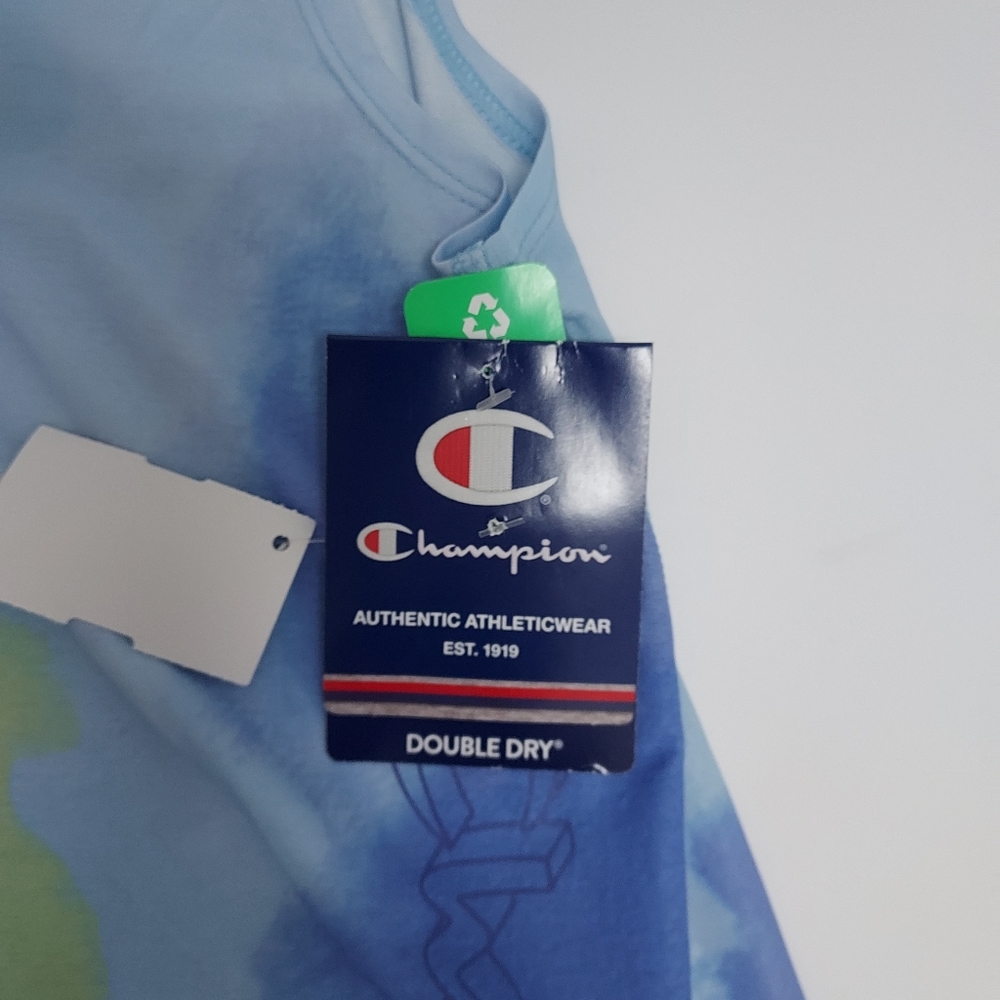 New Blue Dyed Champion Double Dry Muscle T-shirt Size Large - Picture 3 of 6